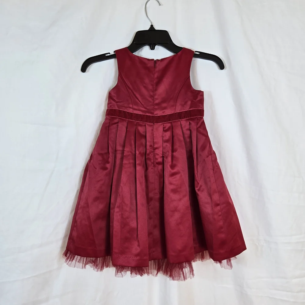 Gymboree Girls 2006 Red Satin Holiday Velvet Bow Rhinestone Buckle Party Dress 5